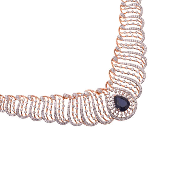 Elegant Diamond Necklace with Blue Stone