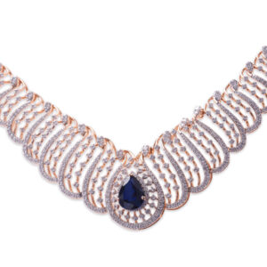 Elegant Diamond Necklace with Blue Stone Elegant Diamond Necklace with Blue Stone