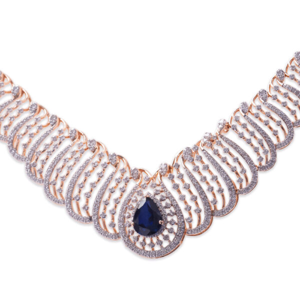 Elegant Diamond Necklace with Blue Stone