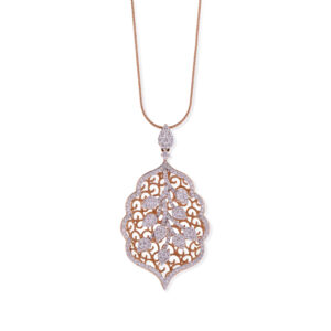 Leaf Whisper Diamond Pendant with Chain - 18K Jewellery