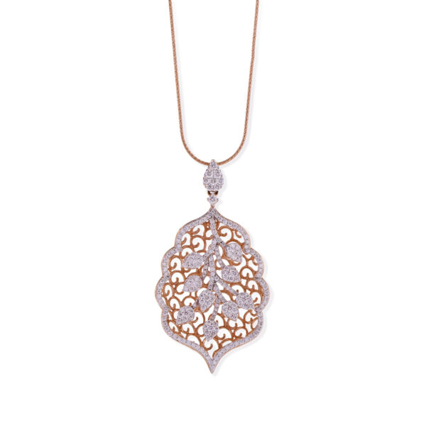 Leaf Whisper Diamond Pendant with Chain - 18K Jewellery