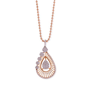 Pearl Flame Diamond Pendant with Chain