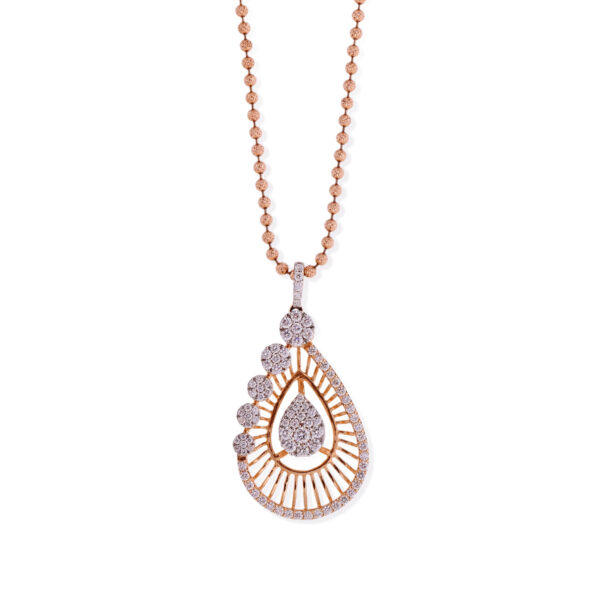 Pearl Flame Diamond Pendant with Chain