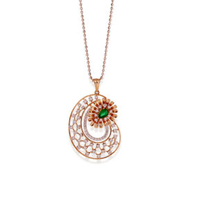Flora Mesh Circle Diamond Pendant with Chain Flora Mesh Circle Diamond Pendant with Chain