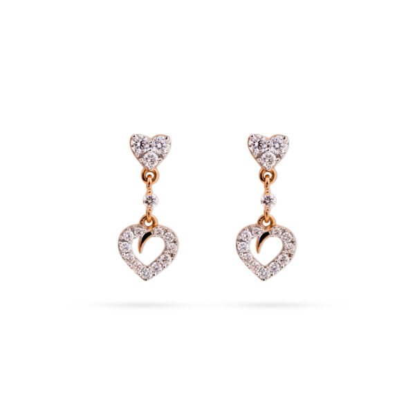 Heart Drop Diamond Earrings - 18K Jewellery