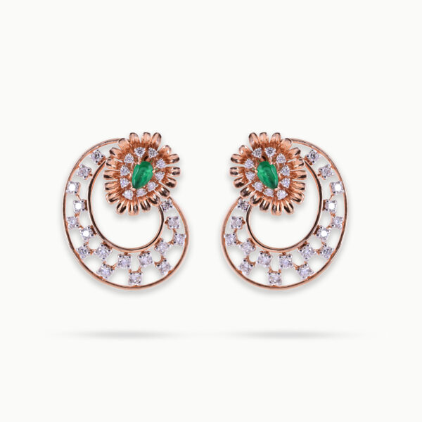 Flora Mesh Circle Diamond Earrings