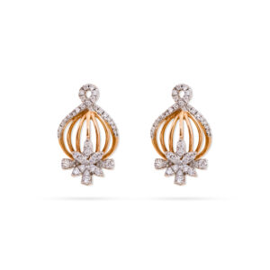 Gold Cage Diamond Earrings - 18K Jewellery