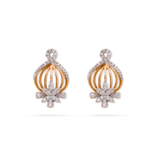Gold Cage Diamond Earrings - 18K Jewellery