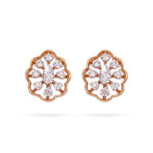 Glitter Leaf Diamond Earrings - 18K Jewellery