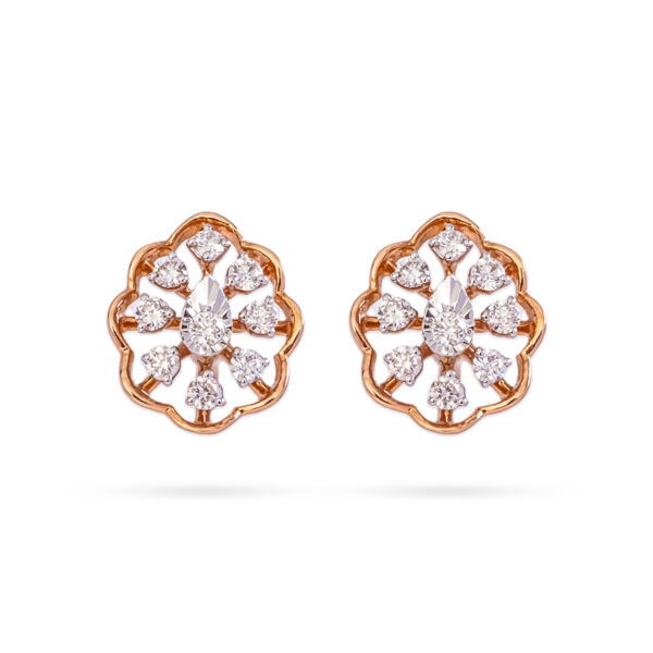 Glitter Leaf Diamond Earrings - 18K Jewellery