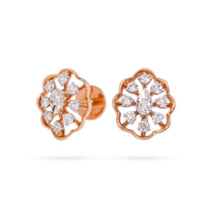 Glitter Leaf Diamond Earrings - 18K Jewellery