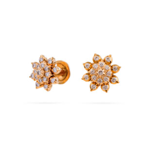 Gold Bloom Diamond Earrings - 22K Jewellery