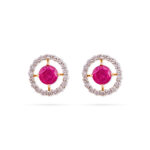 Ruby Halo Diamond Earrings - 18K Jewellery