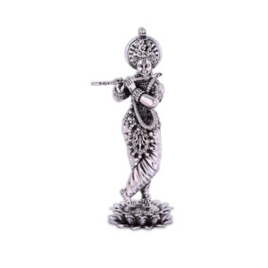 Lord Krishna Antique Silver Idol - 925 Sterling Silver
