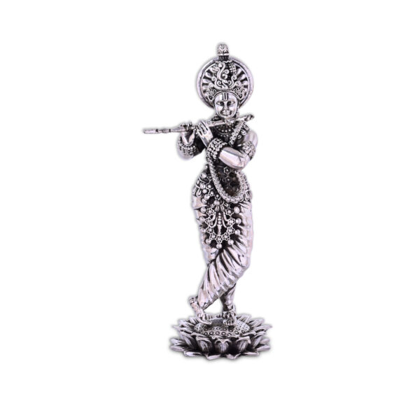 Lord Krishna Antique Silver Idol - 925 Sterling Silver
