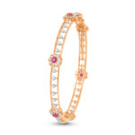 Regal Bloom Ruby Diamond Bangle - 18K Jewellery