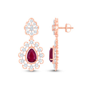 Royal Ruby Drop Diamond Set - 18K Jewellery