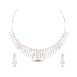 Radiant Cascade Diamond Necklace Set - 18K Jewellery
