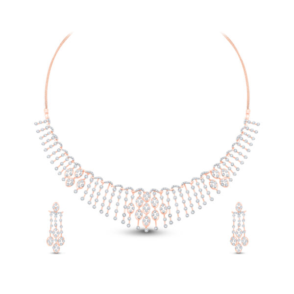 Radiant Cascade Diamond Necklace Set - 18K Jewellery