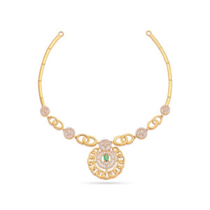 Floral Sparkle Gold Necklace - 22K Jewellery