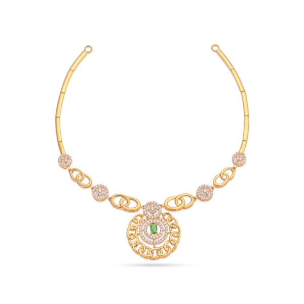 Floral Sparkle Gold Necklace - 22K Jewellery