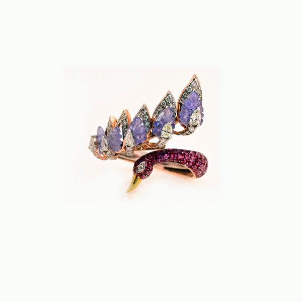 Majestic Peacock Diamond Ring - 14K Jewellery