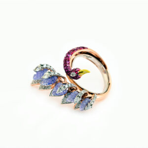 Majestic Peacock Diamond Ring - 14K Jewellery