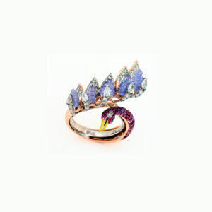 Majestic Peacock Diamond Ring - 14K Jewellery