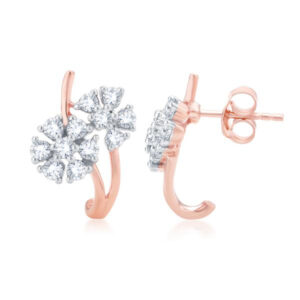 Floral Bloom Diamond Hoop Earrings- 18K Jewellery