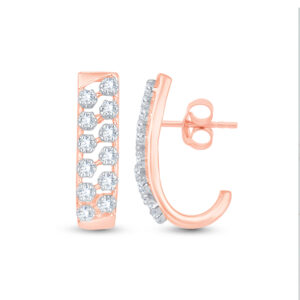 Dazzling Dual Row Diamond Earrings- 18K Jewellery