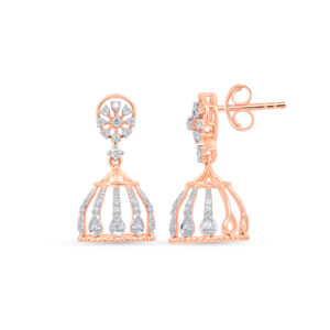 Regal Cage Diamond Jhumkas - 18K Jewellery