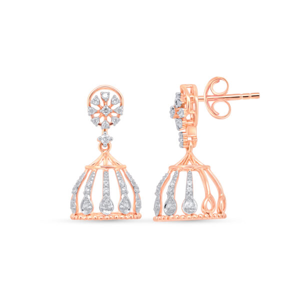 Regal Cage Diamond Jhumkas - 18K Jewellery