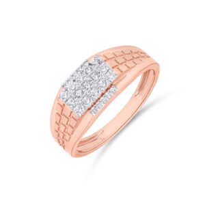 Textured Grid Men's Diamond Ring - 18K Jewellery