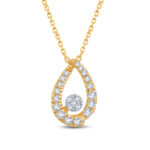 Golden Teardrop Sparkle Diamond Pendant Set - 18K Jewellery