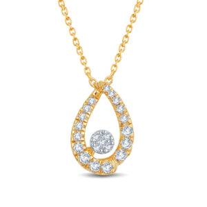 Golden Teardrop Sparkle Diamond Pendant Set - 18K Jewellery