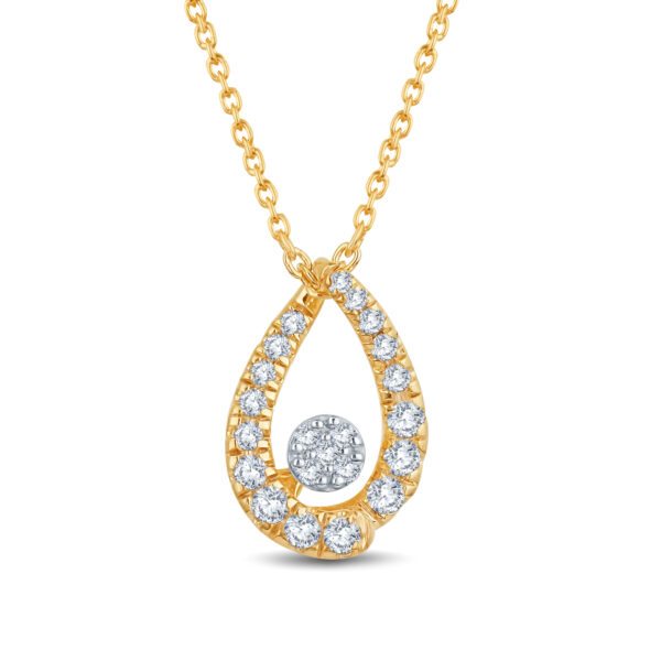 Golden Teardrop Sparkle Diamond Pendant Set - 18K Jewellery