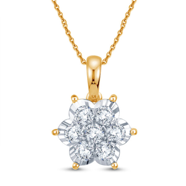 Floral Frost Sparkle Diamond Pendant Set - 18K Jewellery