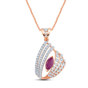 Crimson Ripple Diamond Pendant Set - 18K Jewellery