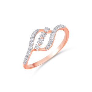Rose Gold Wave Diamond Ring - 18K Jewellery