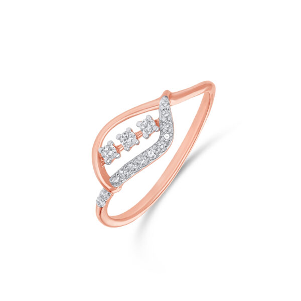 Rose Gold Diamond Leaf Ring - 18K Jewellery