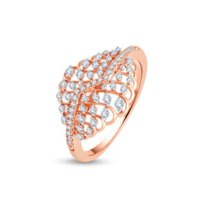 Sparkling Feather Diamond Ring - 18K Jewellery