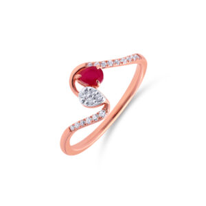 Twin Flame Crimson Diamond Ring - 18K Jewellery