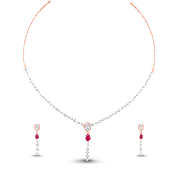 Ruby Radiance Diamond Set - 18K Jewellery