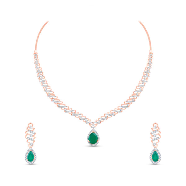 Emerald Majesty Diamond Set - 18K Jewellery