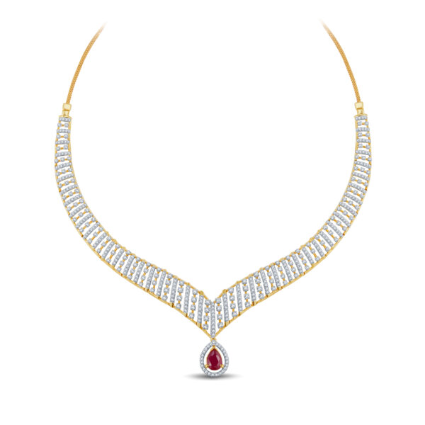 Crimson Dewdrop Diamond Set - 18K Jewellery