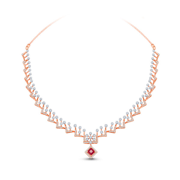 Red Velvet Elegance Diamond Set- 18K Jewellery