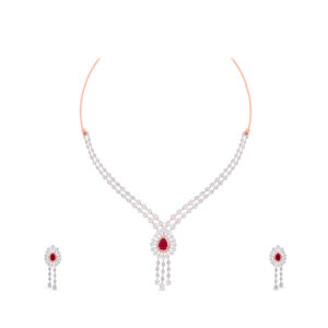 Red Bloom Diamond Set - 18K Jewellery