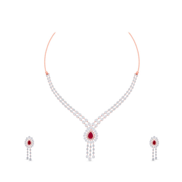 Red Bloom Diamond Set - 18K Jewellery