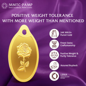 MMTC PAMP 24k (999.9) Rose Oval 2 gm Gold Coin
