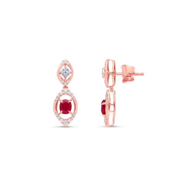 Crimson Dusk Diamond Earrings - 18K Jewellery